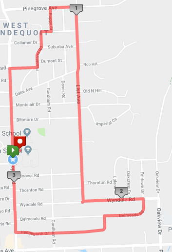 Map showing the route of the Cupid Cup